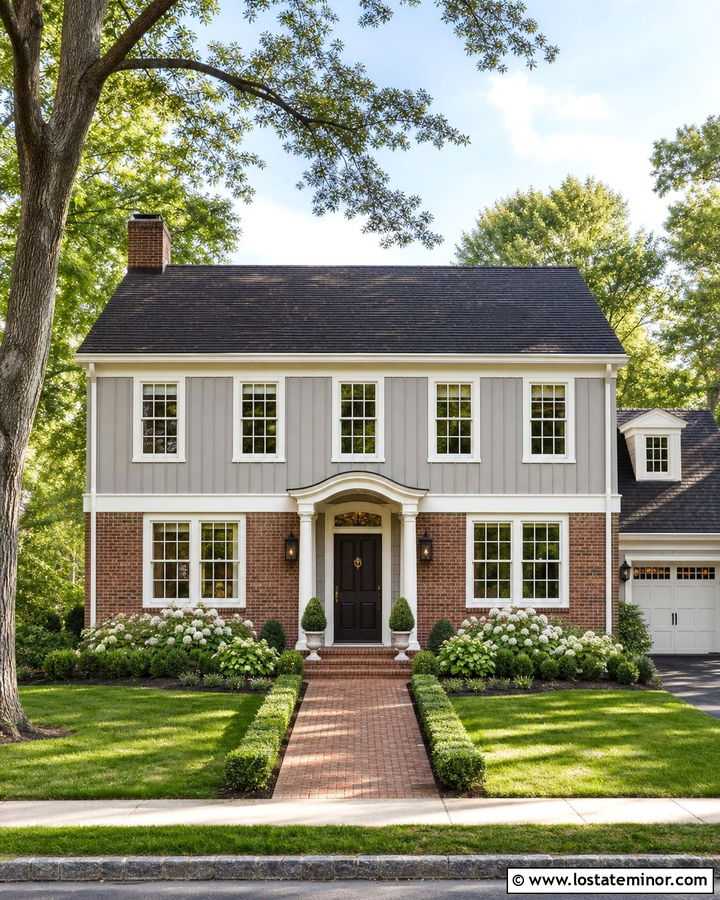 Dove Grey Board And Batten With Red Brick - 30 Dove Grey House Design With Board and Batten Ideas