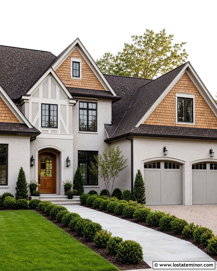 Dove Grey Brick House With Cedar Shake - 30 Dove Grey House Design With Cedar Shake Ideas