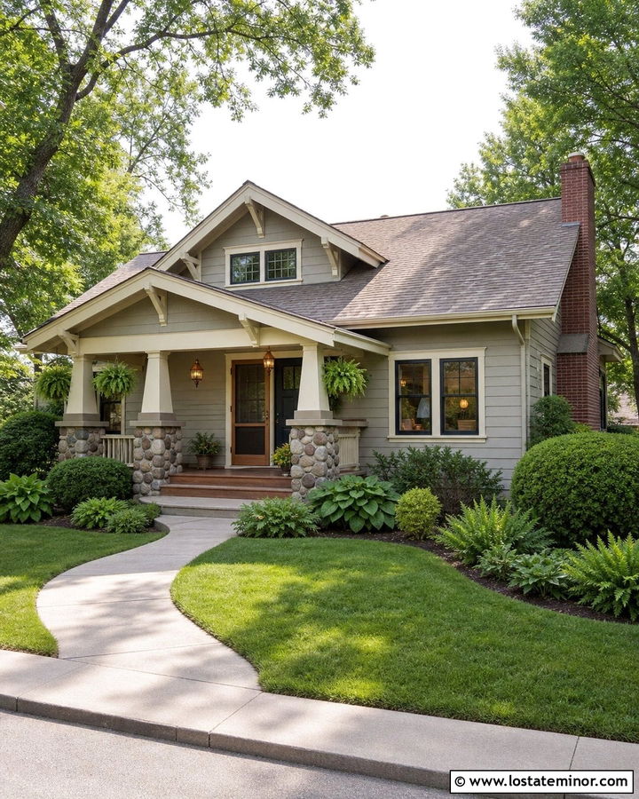 Dove Grey Bungalow With Copper Screen Door - 30 Dove Grey House Design With Screen Door Ideas