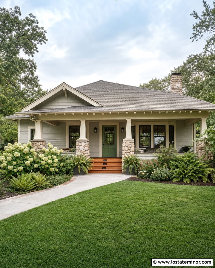 Dove Grey Bungalow With Sage Green Screen Door - 30 Dove Grey House Design With Screen Door Ideas