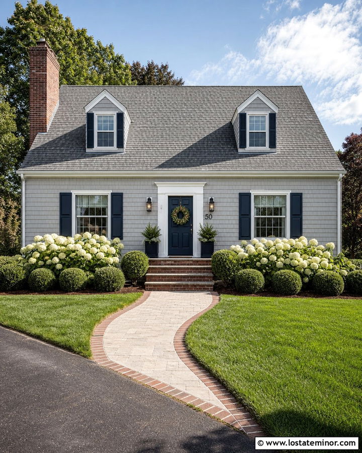 Dove Grey Cape Cod With Brick - 30 Dove Grey House Design With Brick Accents Ideas