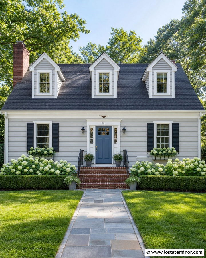 Dove Grey Cape Cod With Dormer Gables - 30 Dove Grey House Design With Gables Ideas