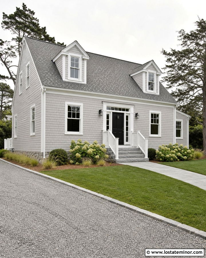 Dove Grey Cape Cod With Granite Steps - 30 Dove Grey House Design With Steps Ideas