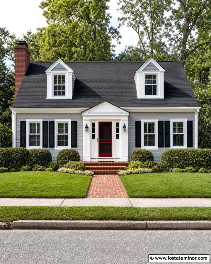 Dove Grey Cape Cod With Red Screen Door - 30 Dove Grey House Design With Screen Door Ideas