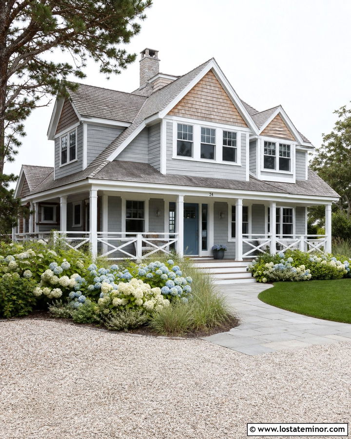 Dove Grey Coastal Cottage With Cedar Shake - 30 Dove Grey House Design With Cedar Shake Ideas