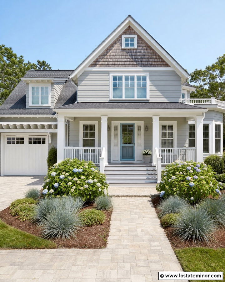 Dove Grey Coastal House With Pale Blue Screen Door - 30 Dove Grey House Design With Screen Door Ideas