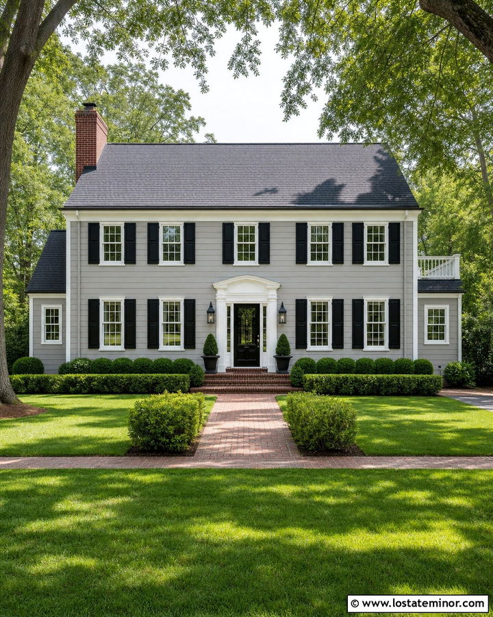 Dove Grey Colonial House With Shingles - 30 Dove Grey House Design With Shingles Ideas