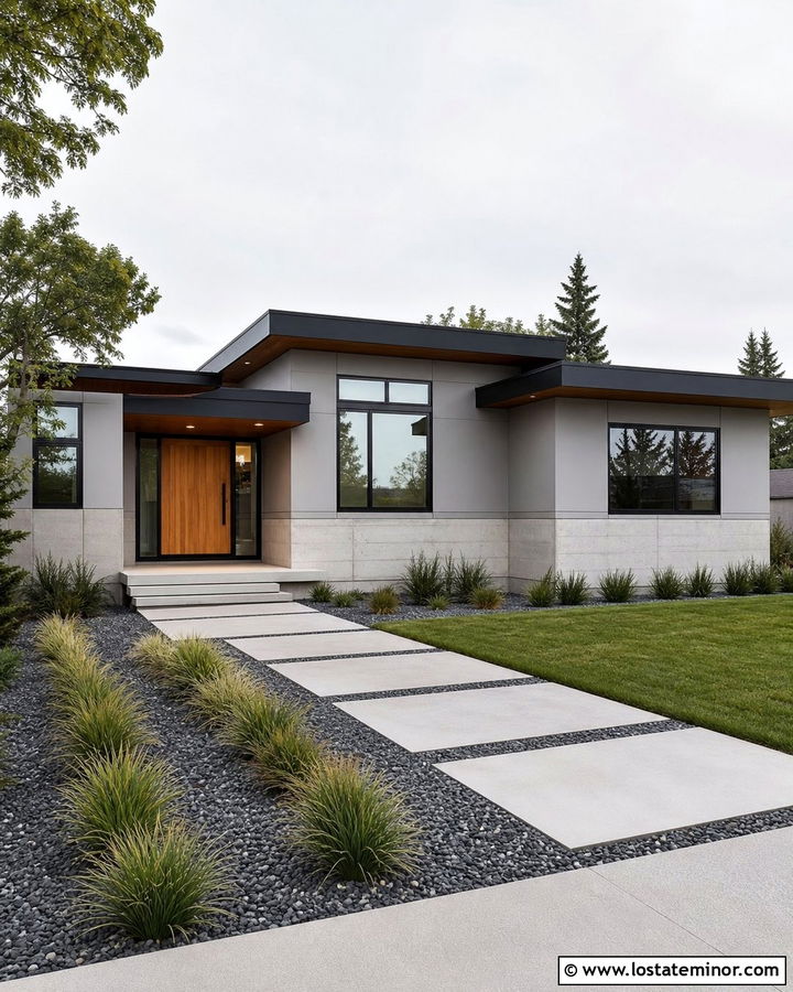 Dove Grey Contemporary Home With Concrete Wainscoting - 30 Dove Grey House Design With Wainscoting Ideas
