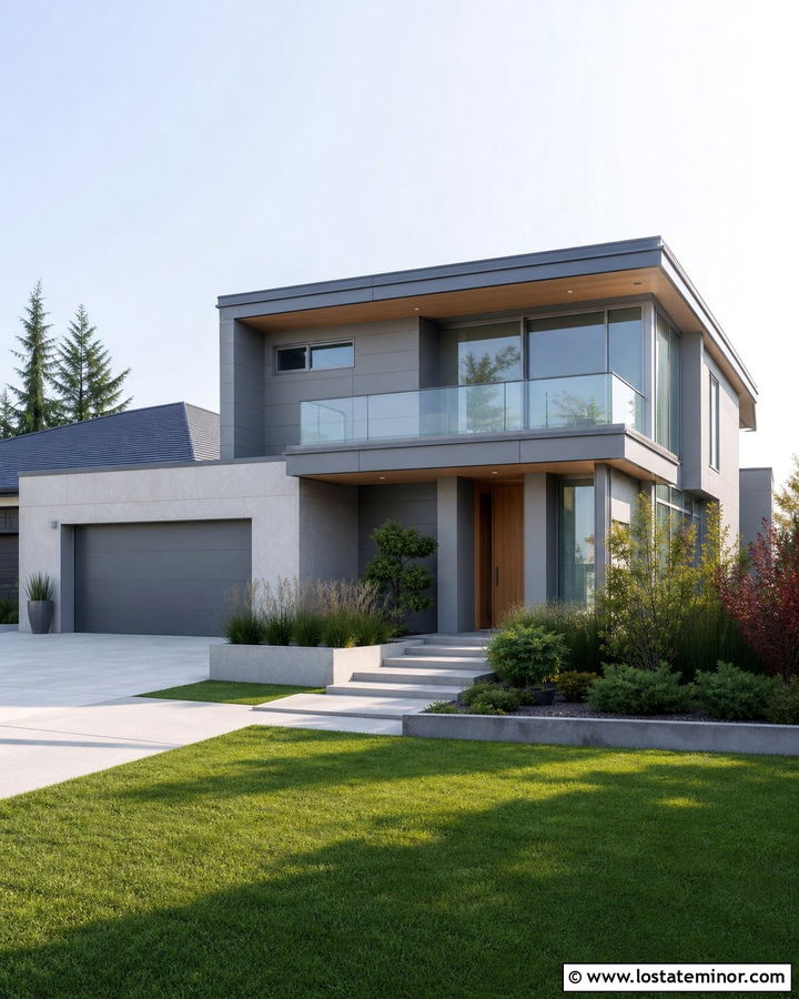 Dove Grey Contemporary House With Aluminum Window Frames - 30 Dove Grey House Design With Window Frames Ideas
