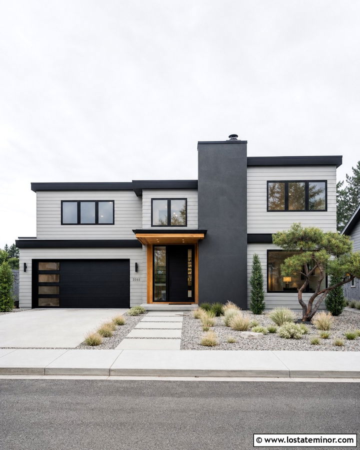 Dove Grey Contemporary House With Charcoal Chimney - 30 Dove Grey House Design With Chimney Ideas