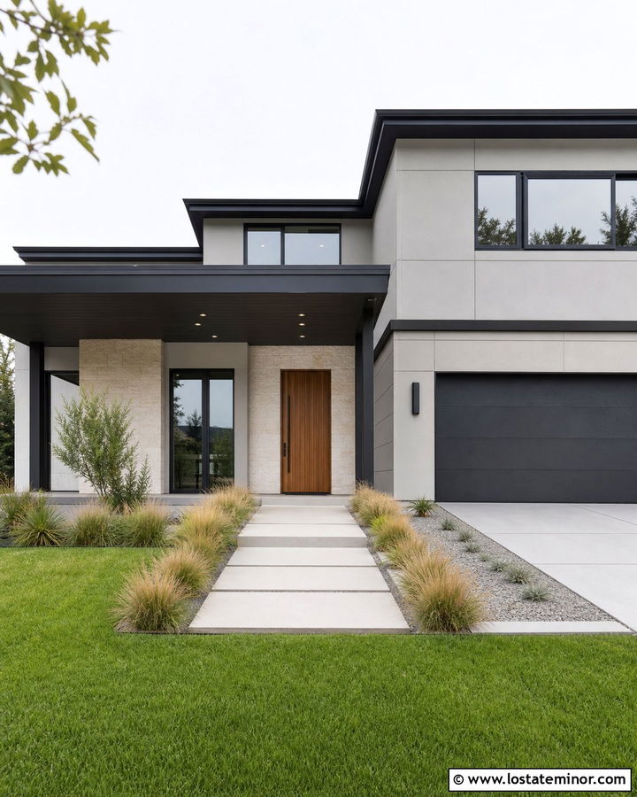 Dove Grey Contemporary House With Charcoal Porch Ceiling - 30 Dove Grey House Design With Porch Ceiling Ideas