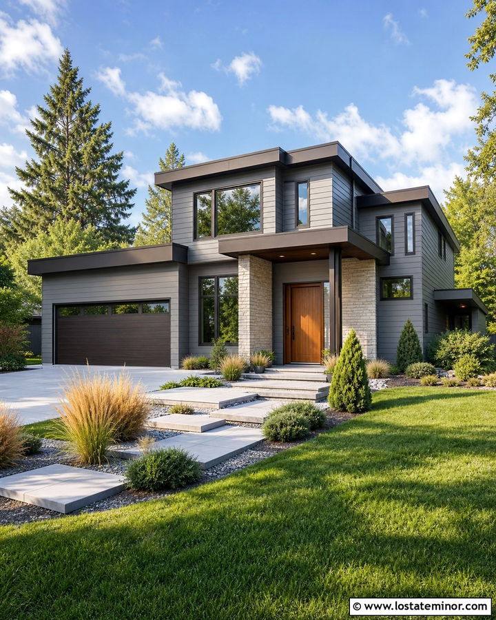 Dove Grey Contemporary House With Flat Dormer - 30 Dove Grey House Design With Dormers Ideas
