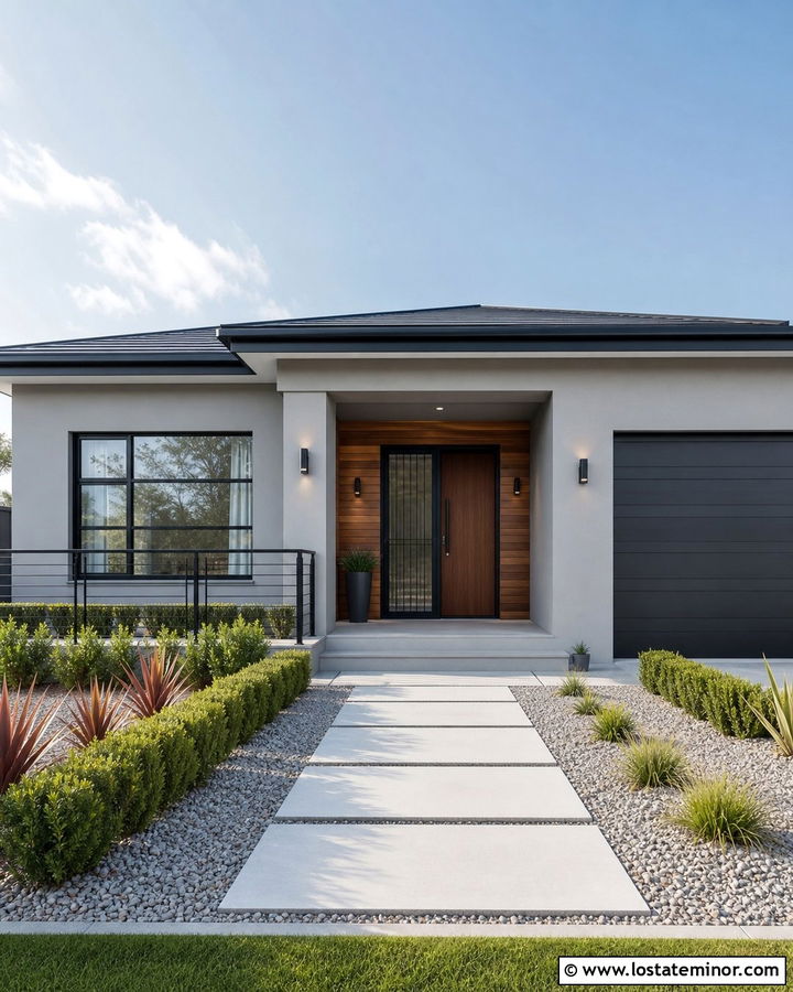 Dove Grey Contemporary House With Steel Screen Door - 30 Dove Grey House Design With Screen Door Ideas