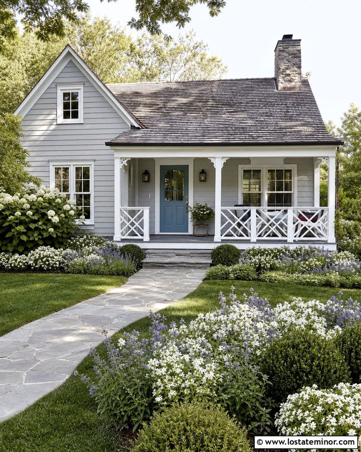 Dove Grey Cottage With Chippendale Railings - 30 Dove Grey House Design With Railings Ideas
