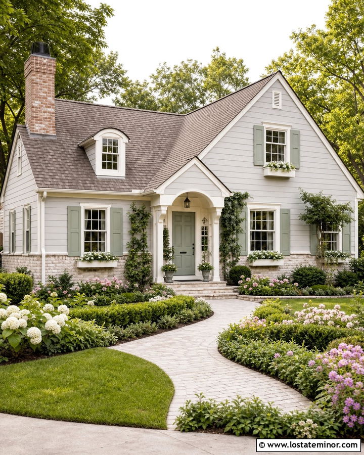 Dove Grey Cottage With Cream Brick Wainscoting - 30 Dove Grey House Design With Wainscoting Ideas