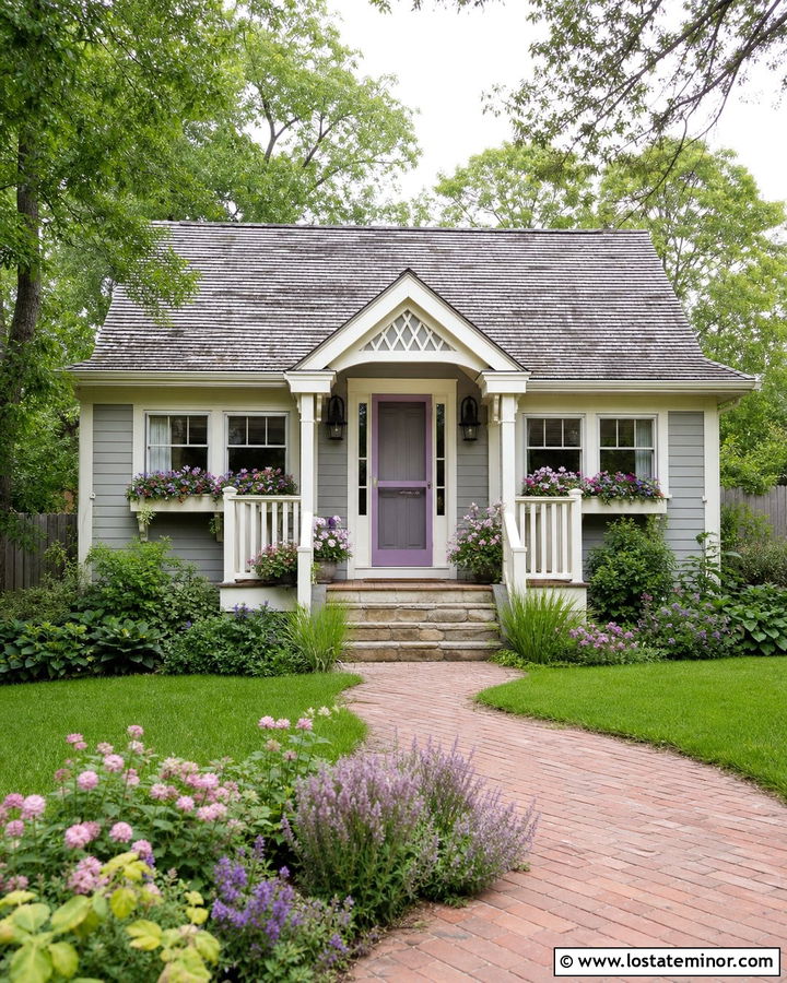 Dove Grey Cottage With Lavender Screen Door - 30 Dove Grey House Design With Screen Door Ideas