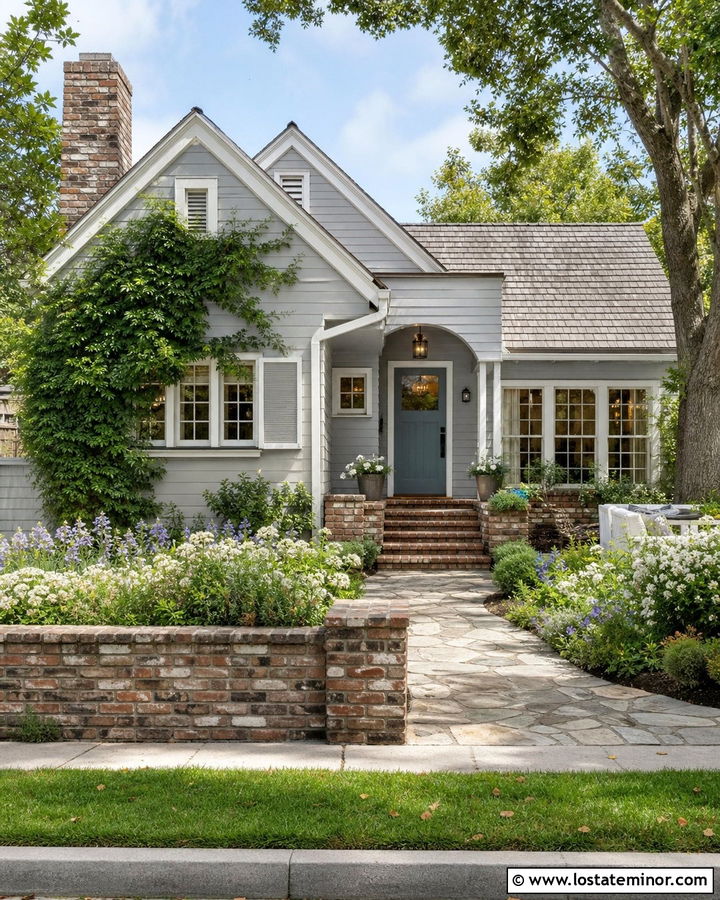 Dove Grey Cottage With Reclaimed Brick - 30 Dove Grey House Design With Brick Accents Ideas