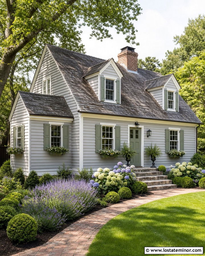 Dove Grey Cottage With Sage Green Door - 30 Dove Grey House Design With Dormers Ideas