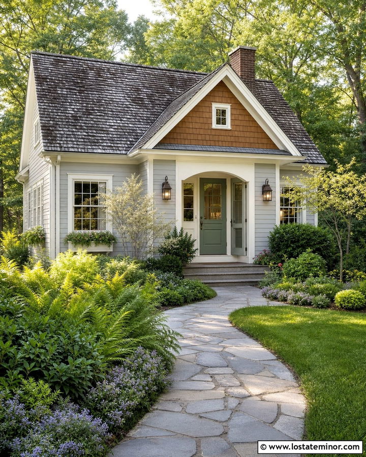 Dove Grey Cottage With Sage Storm Door - 30 Dove Grey House Design With Storm Door Ideas