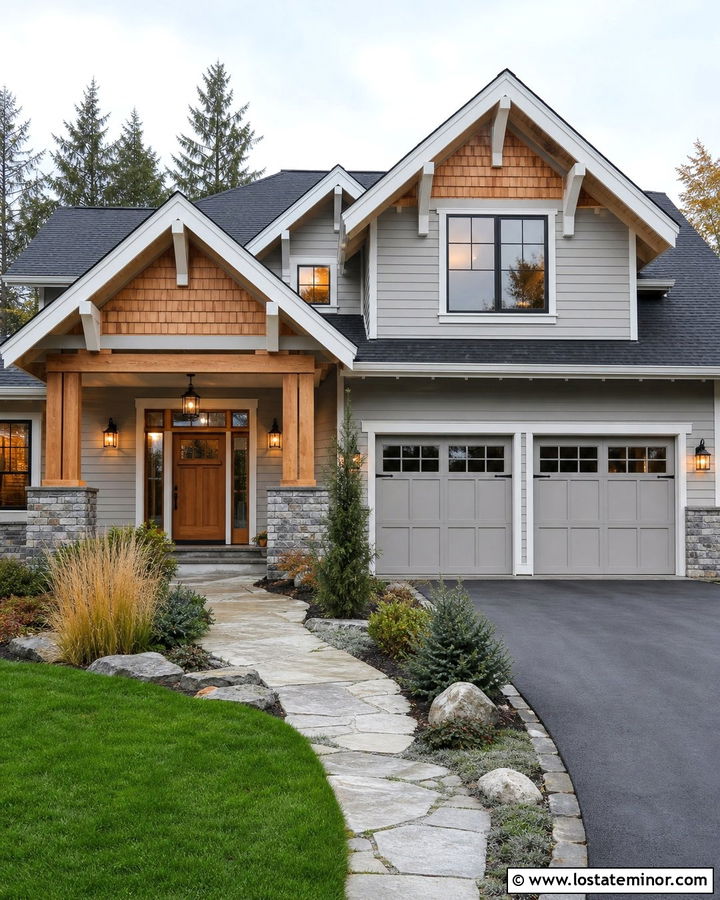 Dove Grey Craftsman House With Cedar Shake - 30 Dove Grey House Design With Cedar Shake Ideas