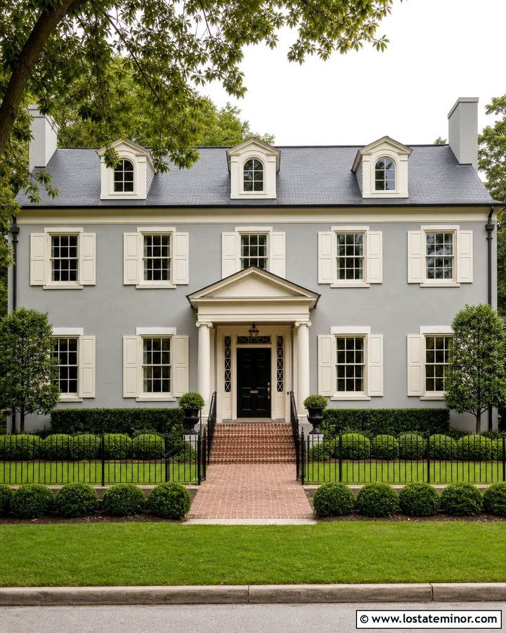 Dove Grey Georgian House With Cream Shutters - 30 Dove Grey House Design With Shutters Ideas