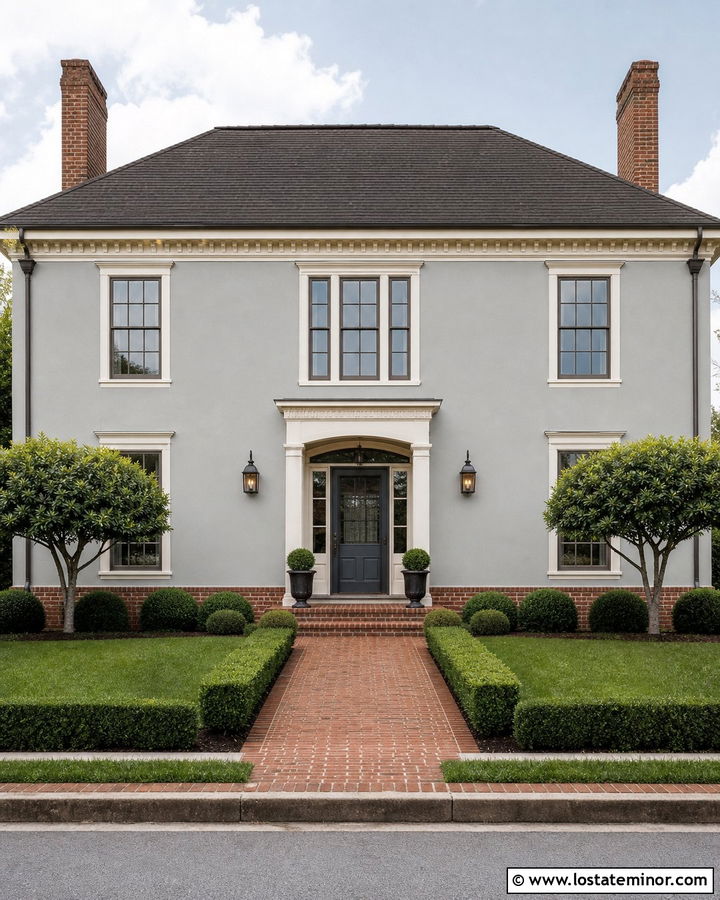 Dove Grey Georgian With Bronze Storm Door - 30 Dove Grey House Design With Storm Door Ideas