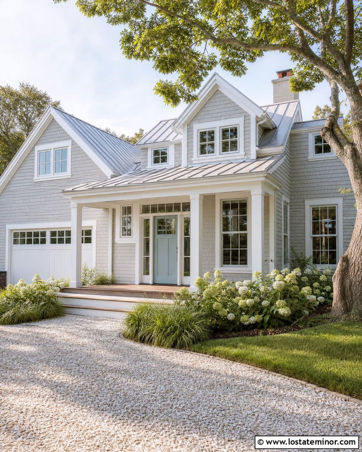 Dove Grey House With Aqua Front Door - 30 Dove Grey House Design With Front Door Ideas