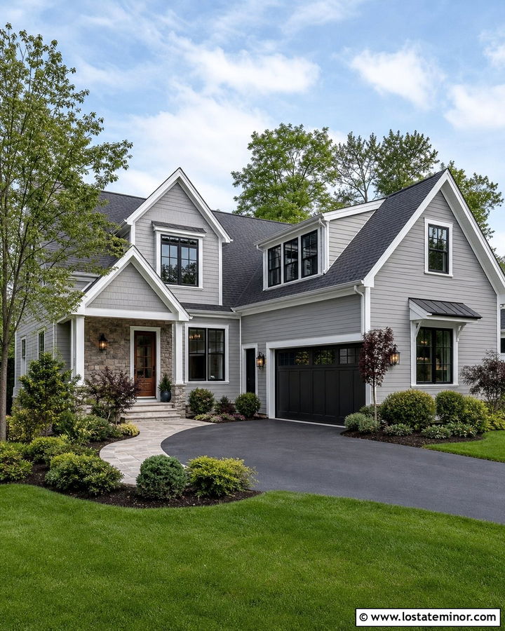 Dove Grey House With Asymmetrical Dormers - 30 Dove Grey House Design With Dormers Ideas