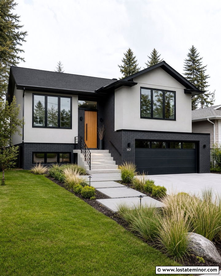 Dove Grey House With Black Brick - 30 Dove Grey House Design With Brick Accents Ideas