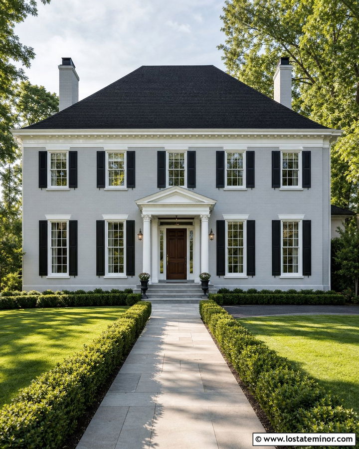 Dove Grey House With Black Hip Roof - 30 Dove Grey House Design With Roof Ideas