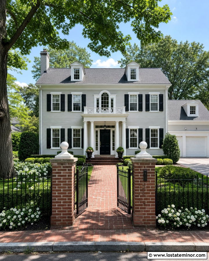 Dove Grey House With Black Metal Fence - 30 Dove Grey House Design With Fence Ideas
