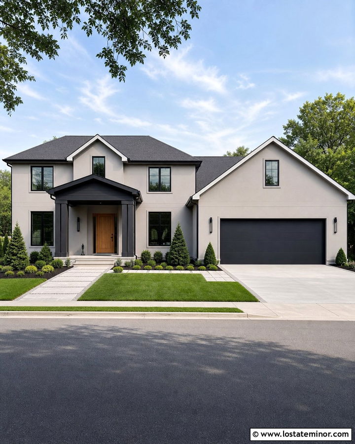 Dove Grey House With Black Portico - 30 Dove Grey House Design With Portico Ideas