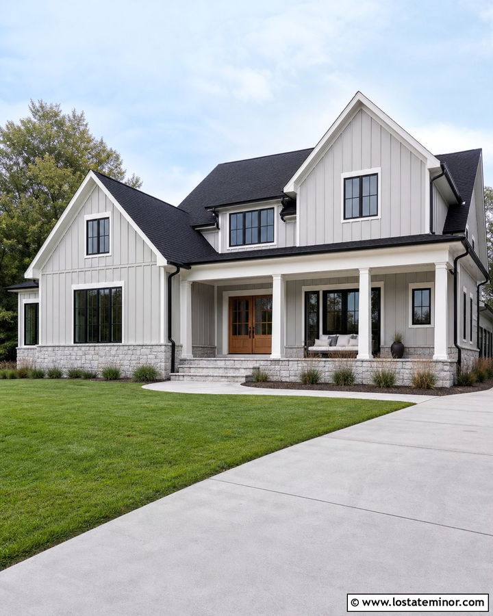 Dove Grey House With Black Roof Shingles - 30 Dove Grey House Design With Shingles Ideas