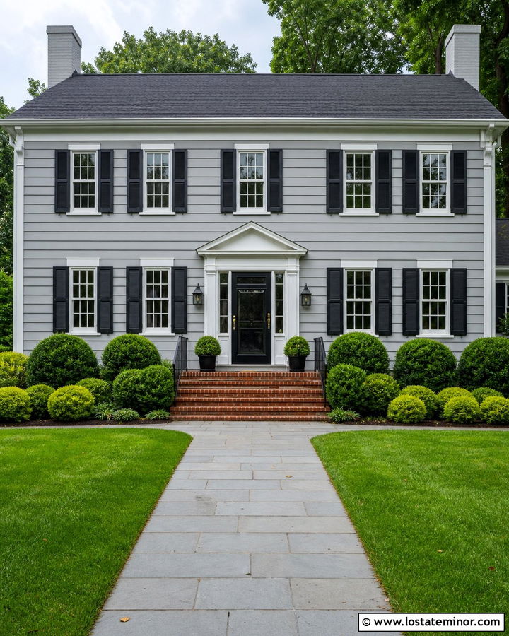 Dove Grey House With Black Storm Door - 30 Dove Grey House Design With Storm Door Ideas