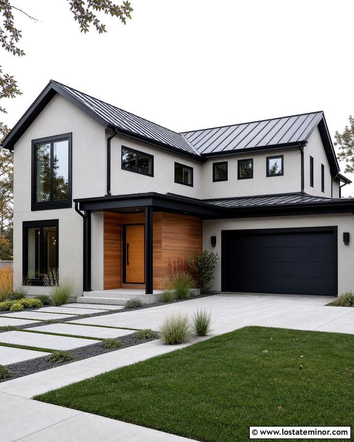 Dove Grey House With Black Trim And Metal Roof - 30 Dove Grey House Design With Roof Ideas