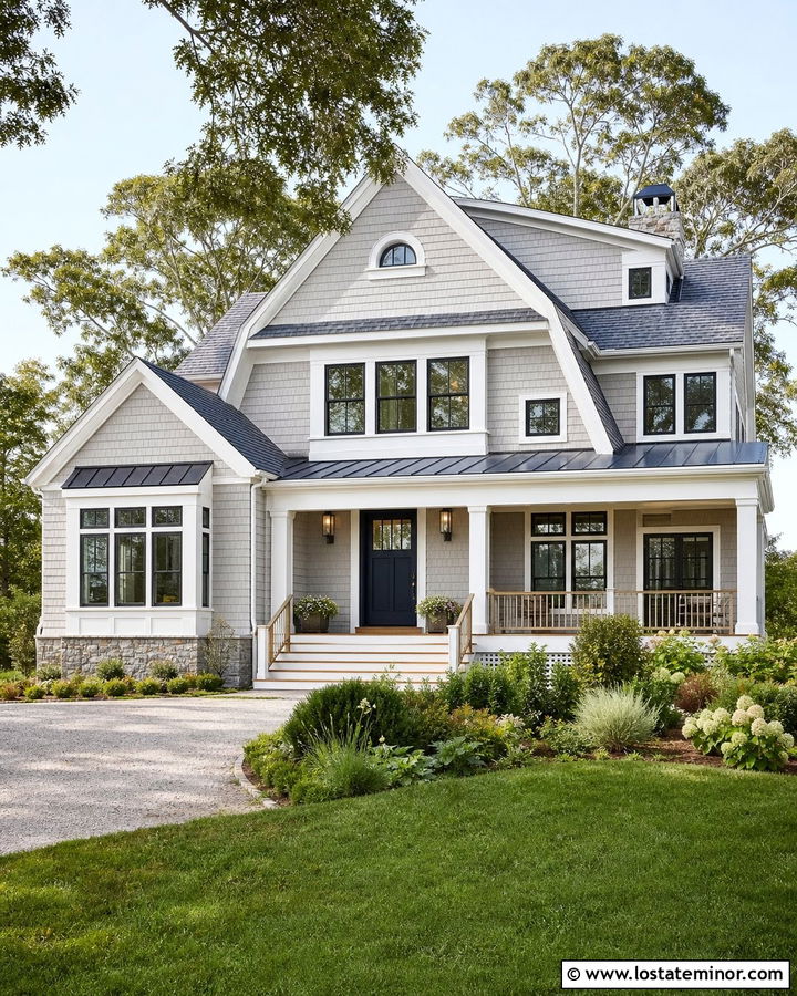 Dove Grey House With Blue Gray Roof - 30 Dove Grey House Design With Roof Ideas