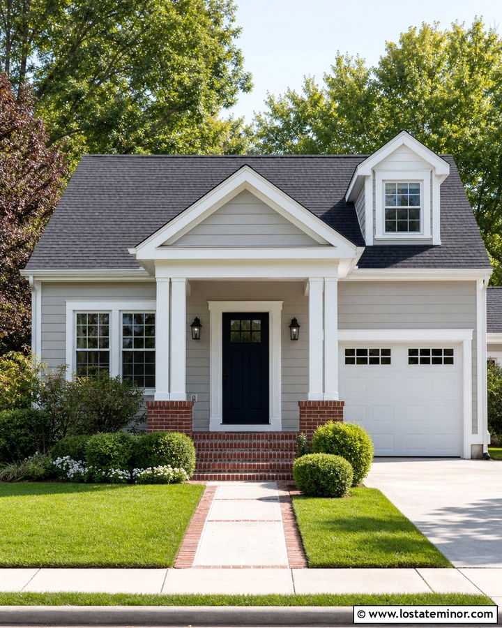 Dove Grey House With Brick Portico - 30 Dove Grey House Design With Portico Ideas