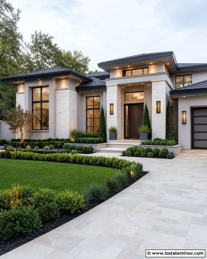 Dove Grey House With Bronze Front Door - 30 Dove Grey House Design With Front Door Ideas