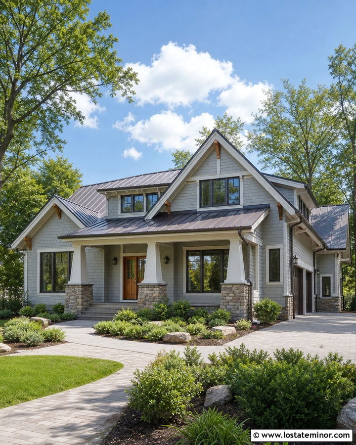 Dove Grey House With Bronze Metal Roof - 30 Dove Grey House Design With Roof Ideas