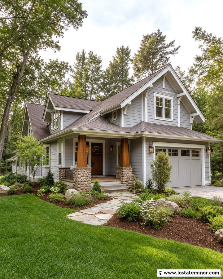 Dove Grey House With Brown Roof Shingles - 30 Dove Grey House Design With Shingles Ideas