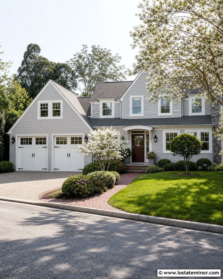 Dove Grey House With Carriage Garage And Dutch Door - 30 Dove Grey House Design With Dutch Door Ideas