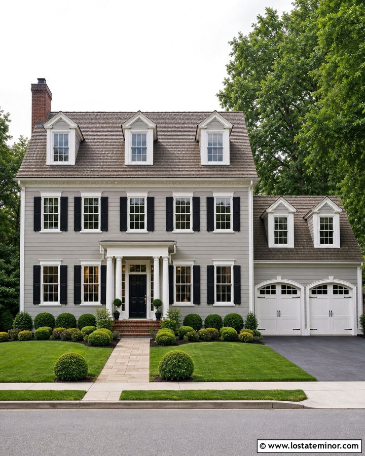 Dove Grey House With Carriage Garage Door - 30 Dove Grey House Design With Garage Door Ideas