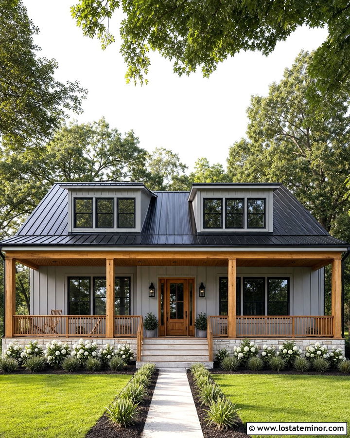Dove Grey House With Cedar Front Porch - 30 Dove Grey House Design With Dormers Ideas