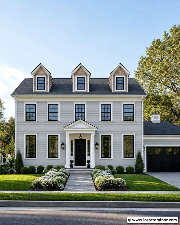 Dove Grey House With Cedar Shake And Black Front Door - 30 Dove Grey House Design With Cedar Shake Ideas