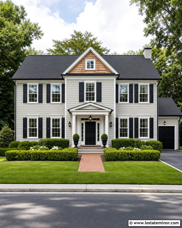Dove Grey House With Cedar Shake And Black Shutters - 30 Dove Grey House Design With Cedar Shake Ideas