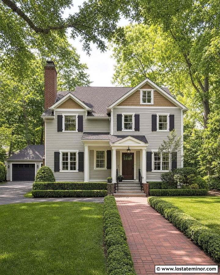 Dove Grey House With Cedar Shake And Red Brick - 30 Dove Grey House Design With Cedar Shake Ideas
