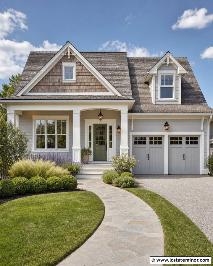 Dove Grey House With Cedar Shake And Sage Green Door - 30 Dove Grey House Design With Cedar Shake Ideas