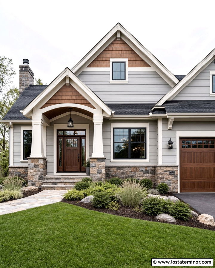 Dove Grey House With Cedar Shake And Stone - 30 Dove Grey House Design With Cedar Shake Ideas