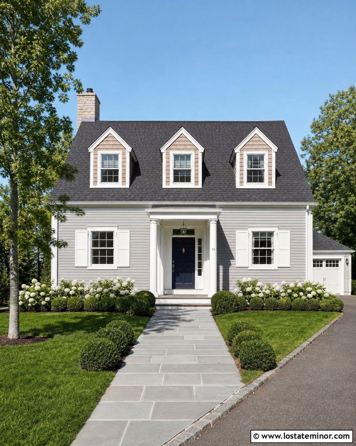 Dove Grey House With Cedar Shake And White Shutters - 30 Dove Grey House Design With Cedar Shake Ideas