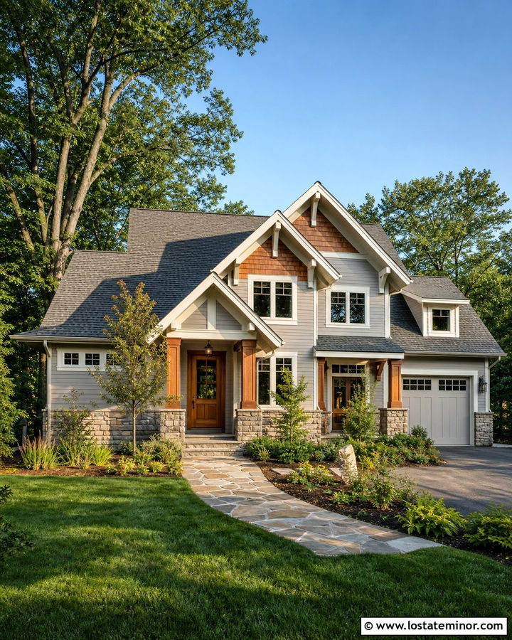 Dove Grey House With Cedar Shingle Accents - 30 Dove Grey House Design With Shingles Ideas